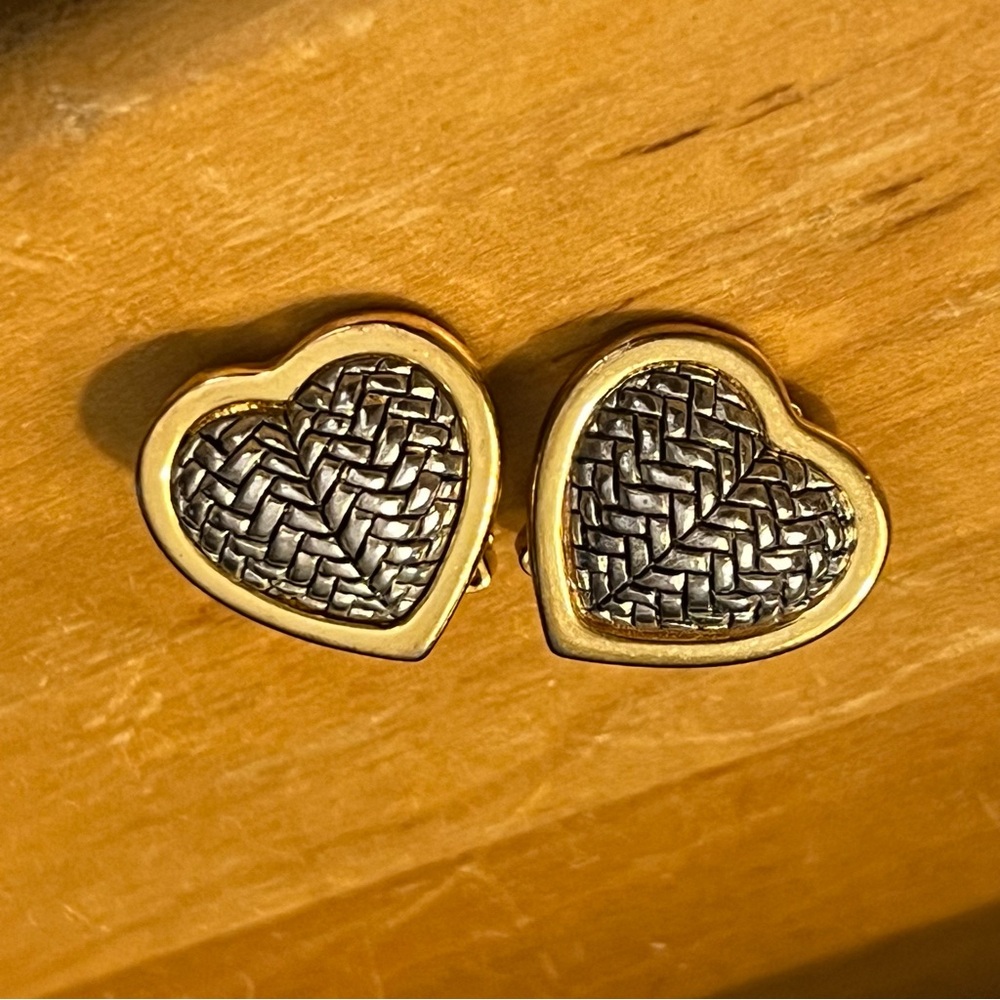 Vintage Heart Clip-On Earrings in Gold and Silver